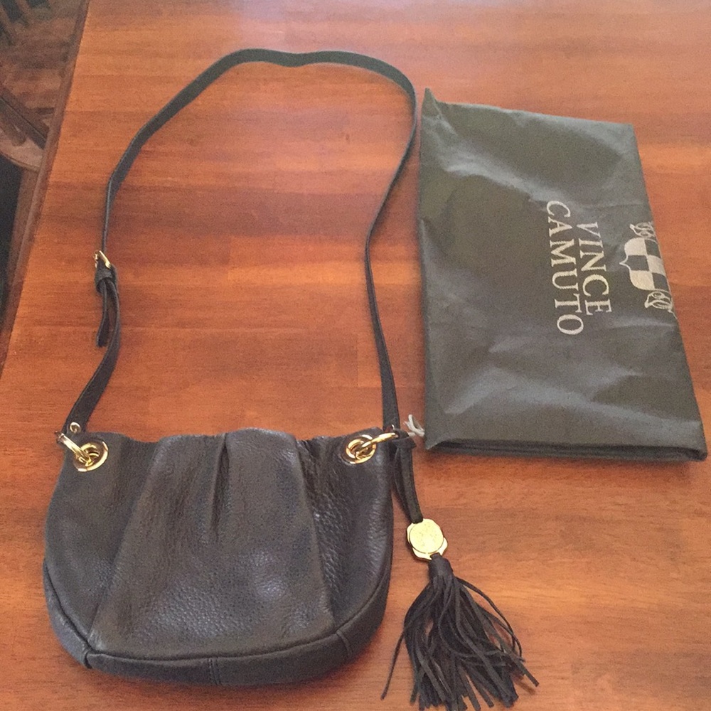 Black leather Vince Camuto crossbody